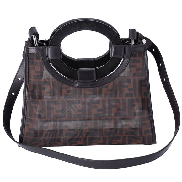FENDI Runaway Shopper Tote Bag 8BH353-A6D6 Black Dark Brown - Picture 3 of 9